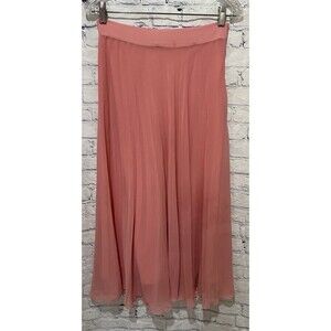 Zara Pink Salmon Color pleated Side Zip Maxi skirt Size Medium